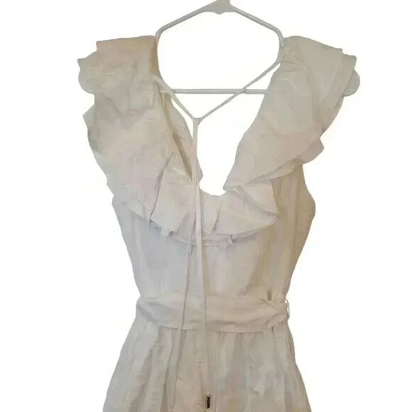 Do + Be Women's White Poly Ruffles Lined Bella Shorts Romper NEW - Picture 9 of 11